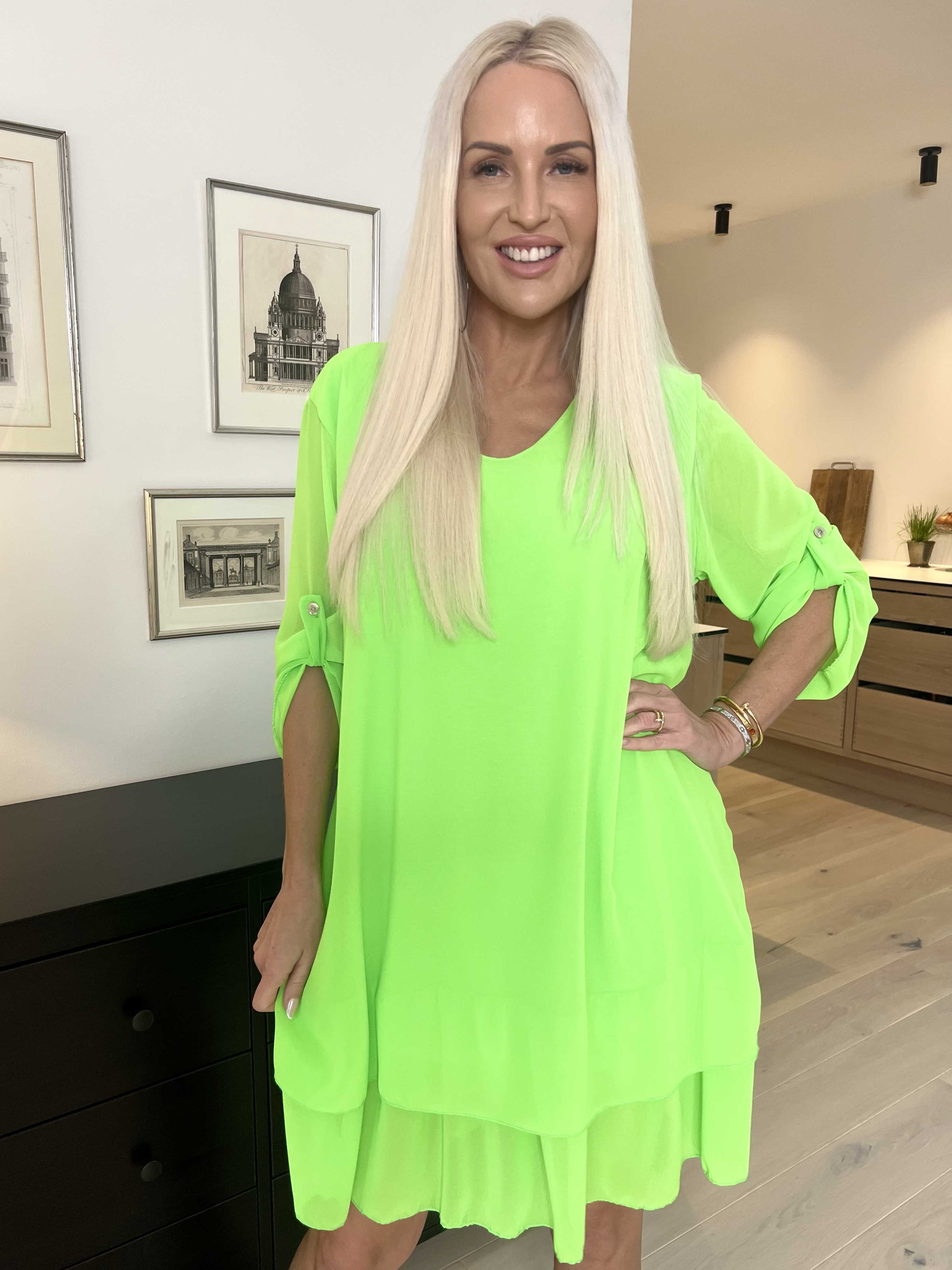 Jill - Chiffon tunikakjole med viskose underkjole